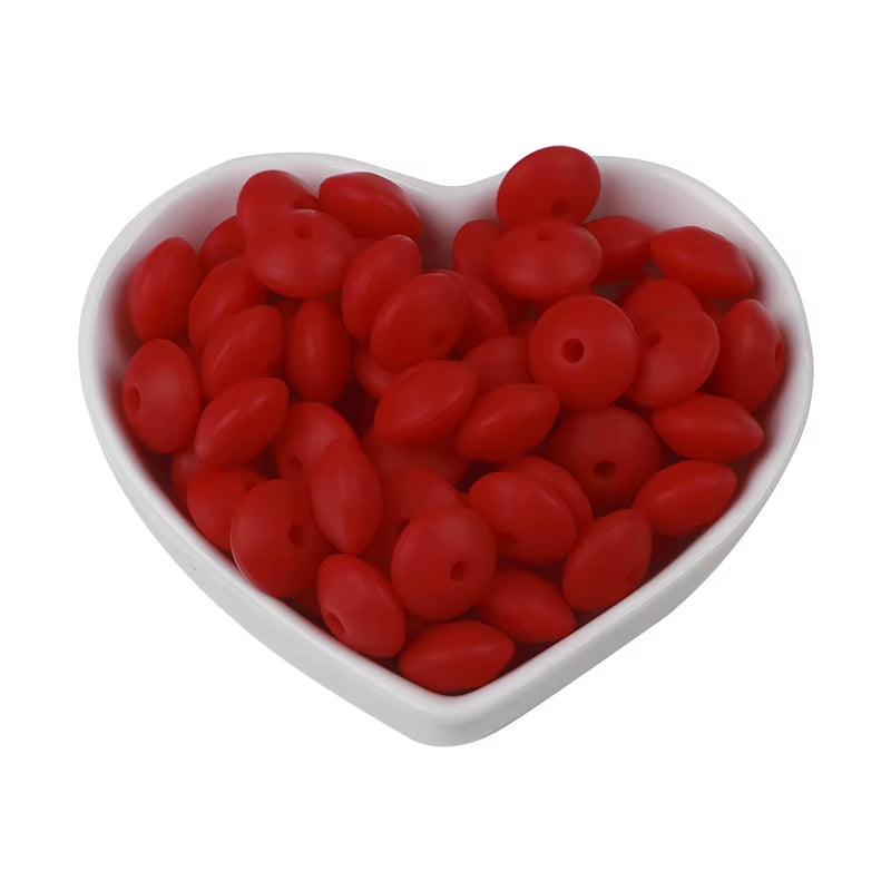 20Pcs 12MM Lentil Silicone Beads BPA Free Diy Teether Teething Necklace BPA Free Eco-Friendly Baby Teether Toys