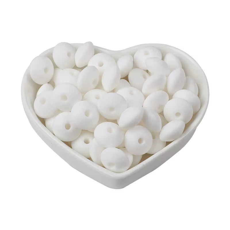 20Pcs 12MM Lentil Silicone Beads BPA Free Diy Teether Teething Necklace BPA Free Eco-Friendly Baby Teether Toys