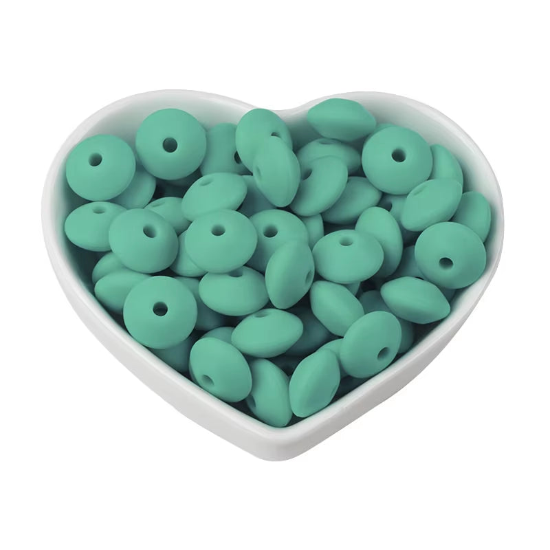 20Pcs 12MM Lentil Silicone Beads BPA Free Diy Teether Teething Necklace BPA Free Eco-Friendly Baby Teether Toys