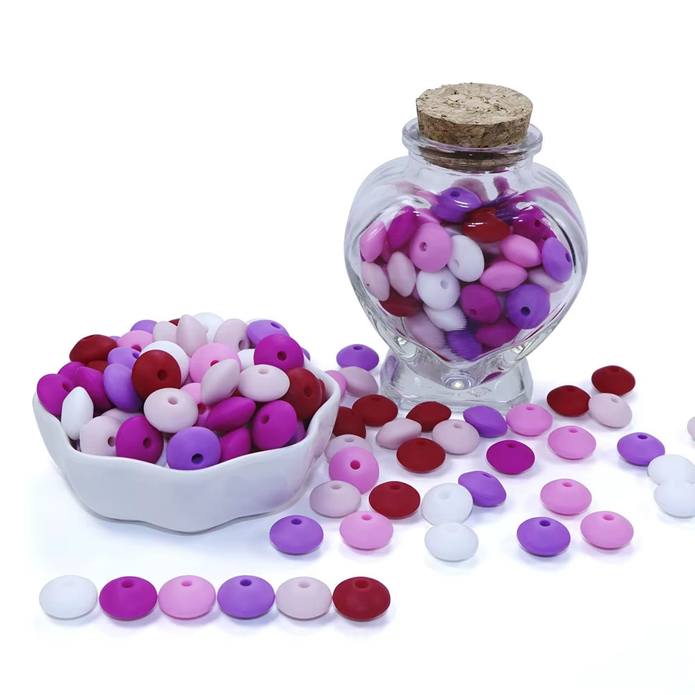 20Pcs 12MM Lentil Silicone Beads BPA Free Diy Teether Teething Necklace BPA Free Eco-Friendly Baby Teether Toys