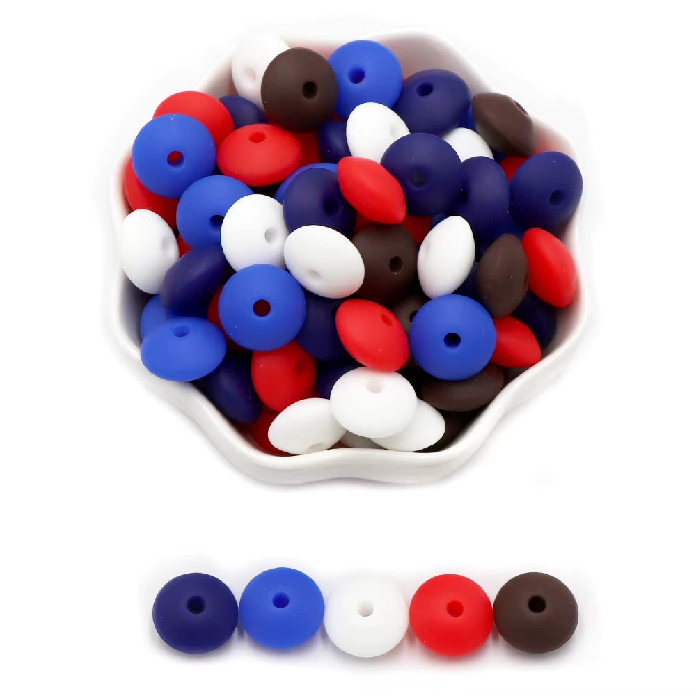 20Pcs 12MM Lentil Silicone Beads BPA Free Diy Teether Teething Necklace BPA Free Eco-Friendly Baby Teether Toys