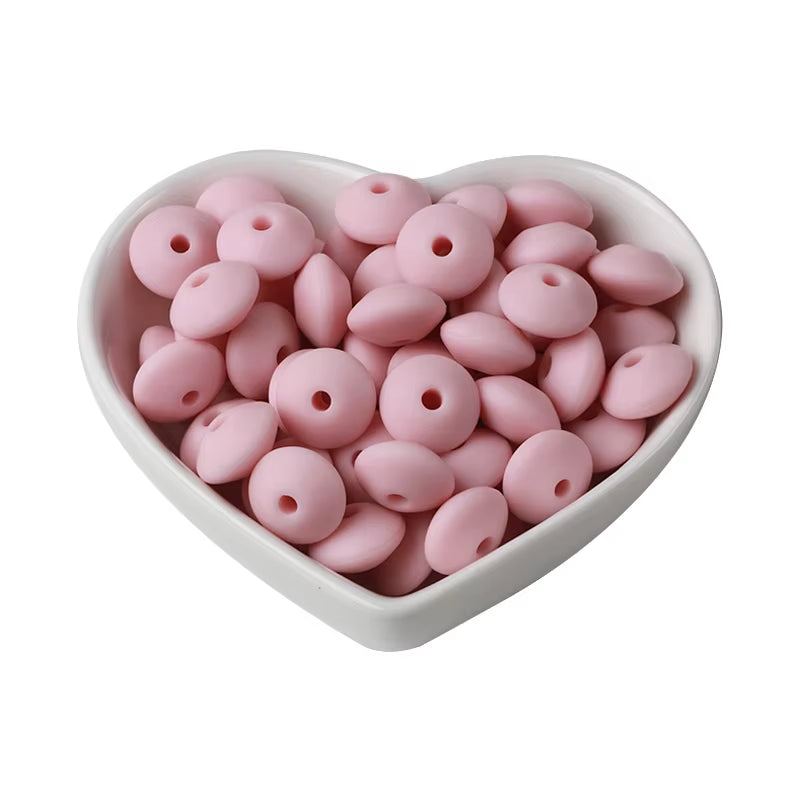 20Pcs 12MM Lentil Silicone Beads BPA Free Diy Teether Teething Necklace BPA Free Eco-Friendly Baby Teether Toys