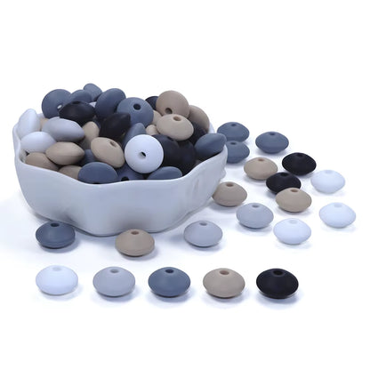 20Pcs 12MM Lentil Silicone Beads BPA Free Diy Teether Teething Necklace BPA Free Eco-Friendly Baby Teether Toys