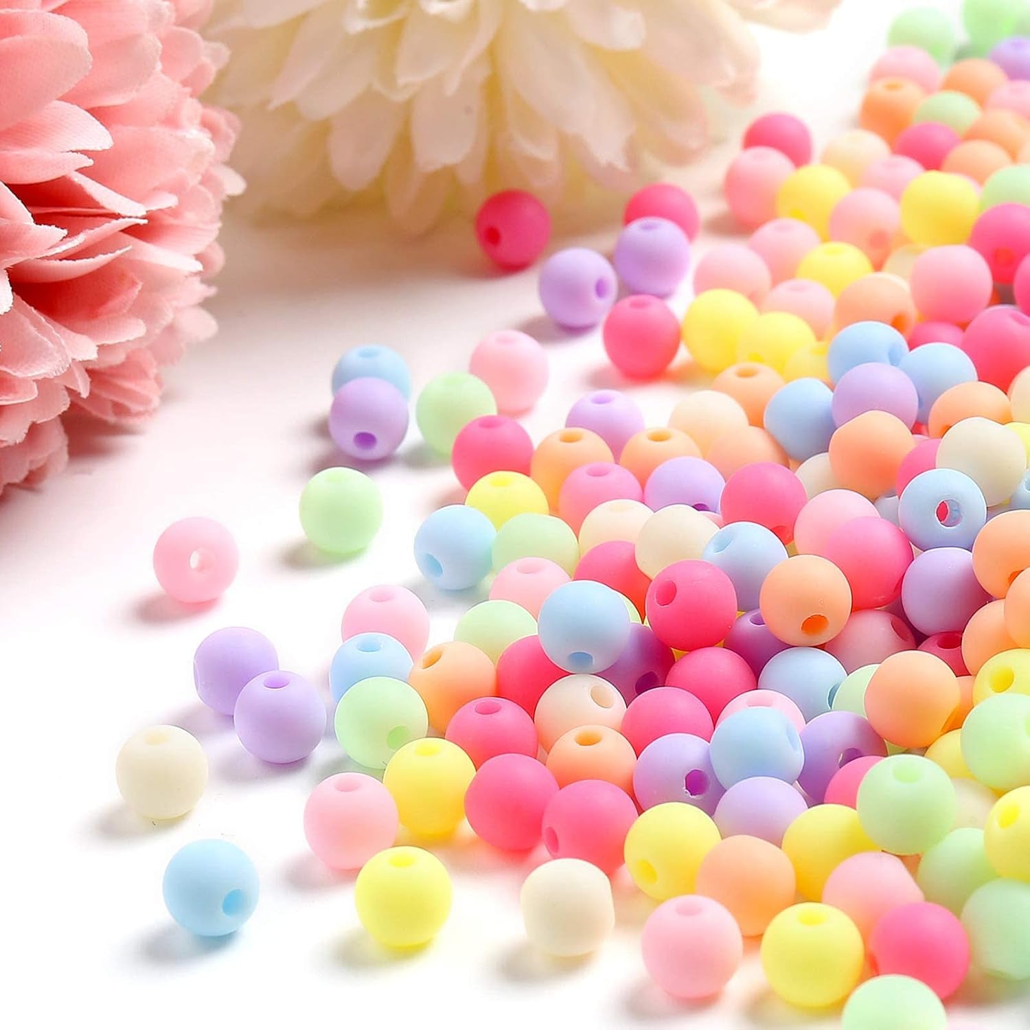 Color Beads Acrylic round Beads Pastel round Bead for DIY Necklace, Bracelet, Earring Jewelry Making (6Mm-1780Pcs)