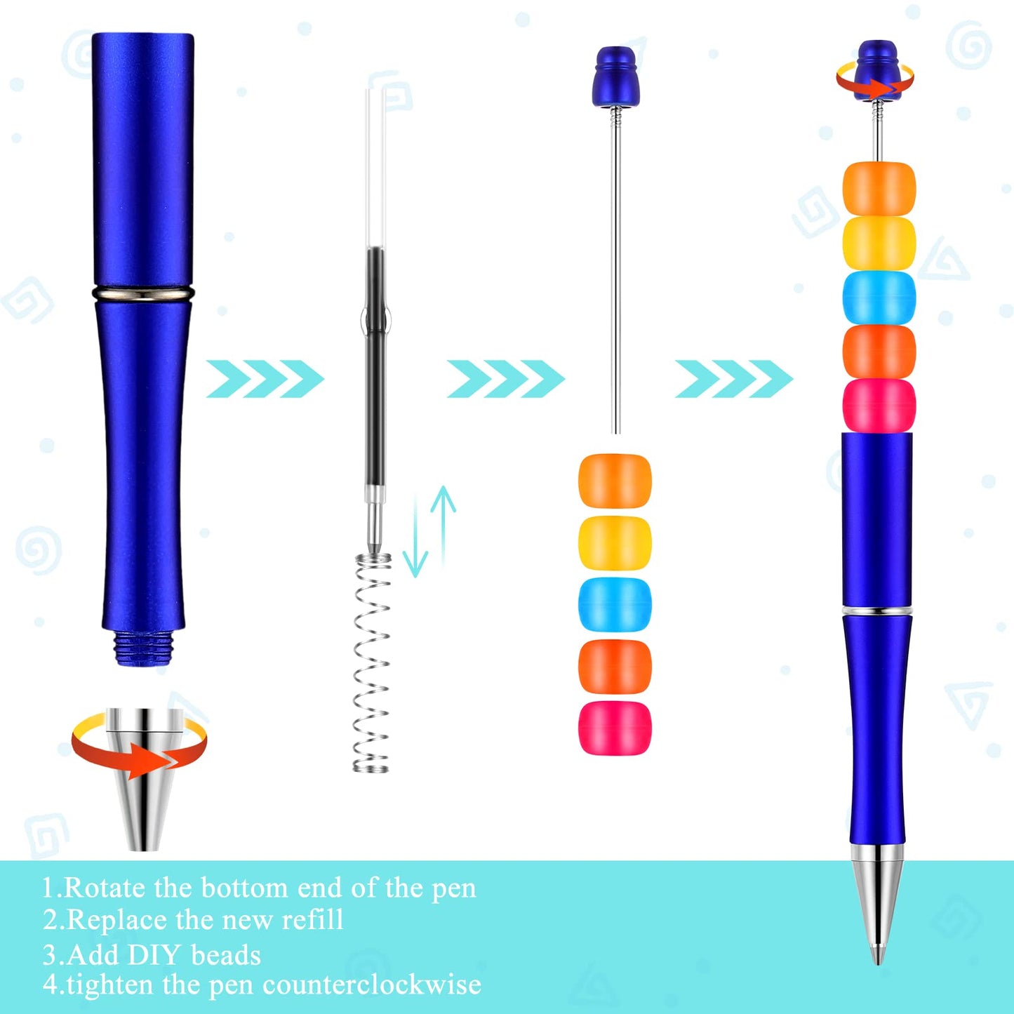 Beadable Pen Bundle (50 Pens + Refills) - Bright Colors