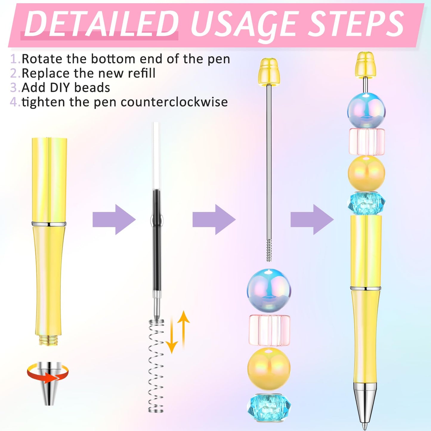 Beadable Pen Bundle (50 Pens + Refills) - Bright Colors
