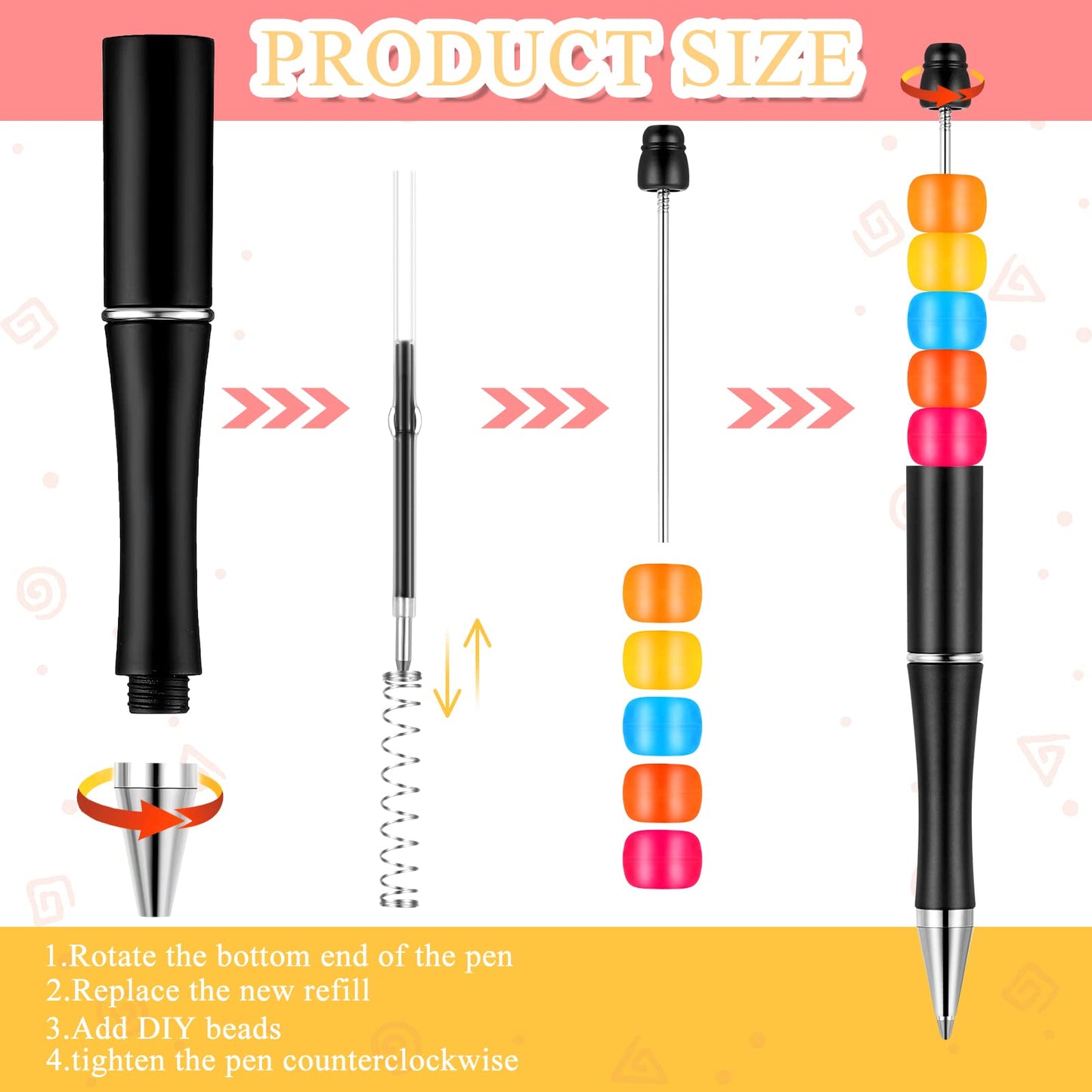Beadable Pen Bundle (50 Pens + Refills) - Bright Colors