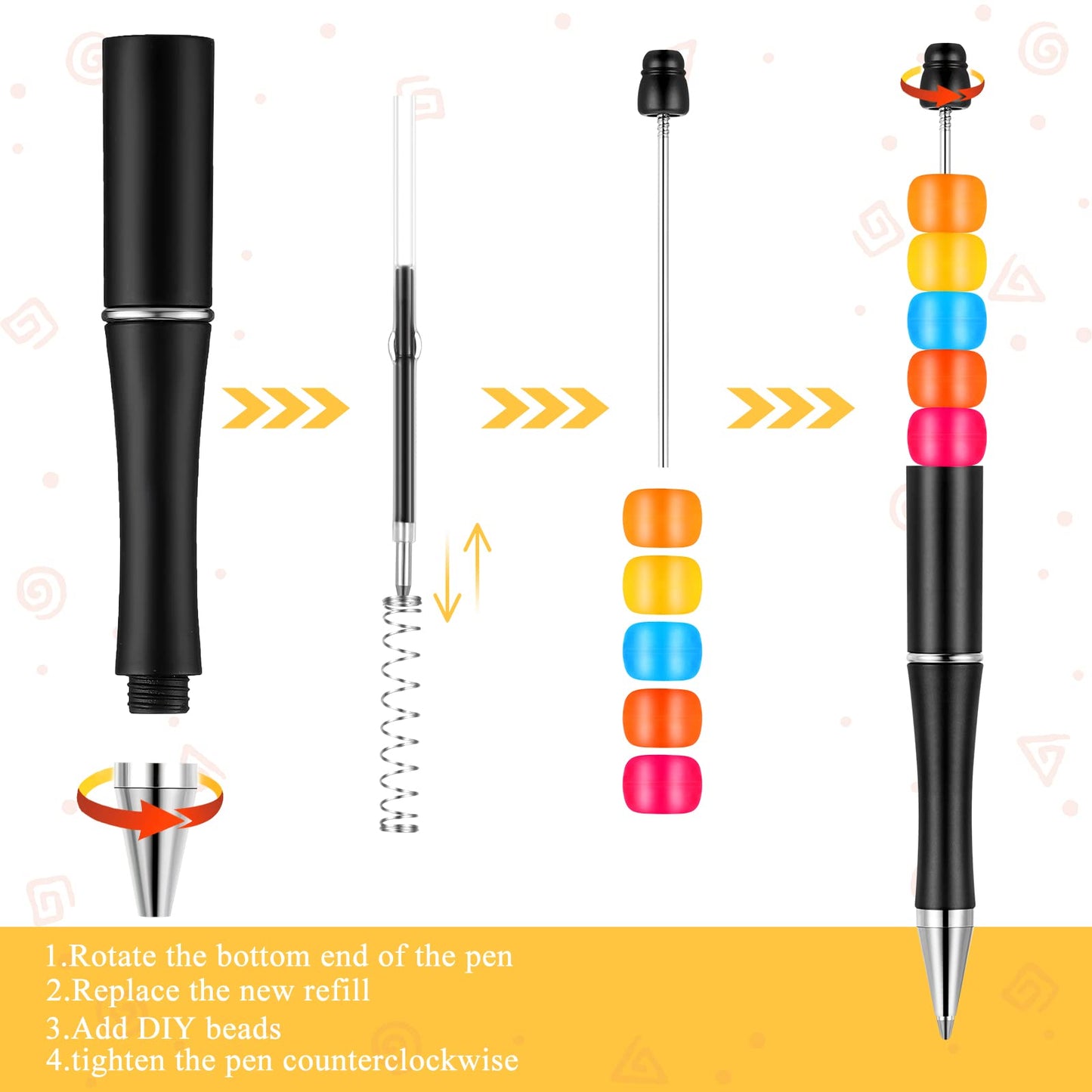 Beadable Pen Bundle (50 Pens + Refills) - Bright Colors