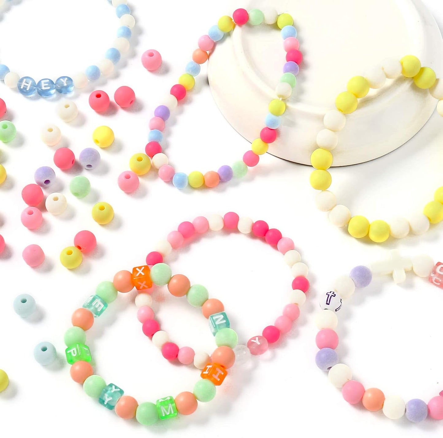Color Beads Acrylic round Beads Pastel round Bead for DIY Necklace, Bracelet, Earring Jewelry Making (6Mm-1780Pcs)