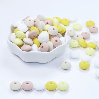 20Pcs 12MM Lentil Silicone Beads BPA Free Diy Teether Teething Necklace BPA Free Eco-Friendly Baby Teether Toys