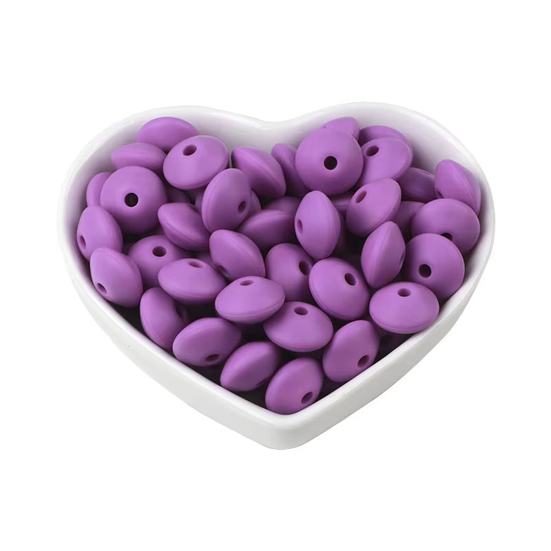20Pcs 12MM Lentil Silicone Beads BPA Free Diy Teether Teething Necklace BPA Free Eco-Friendly Baby Teether Toys