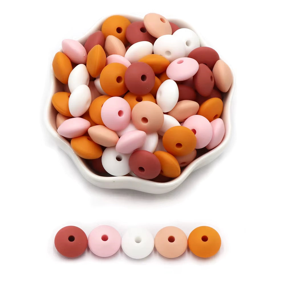 20Pcs 12MM Lentil Silicone Beads BPA Free Diy Teether Teething Necklace BPA Free Eco-Friendly Baby Teether Toys