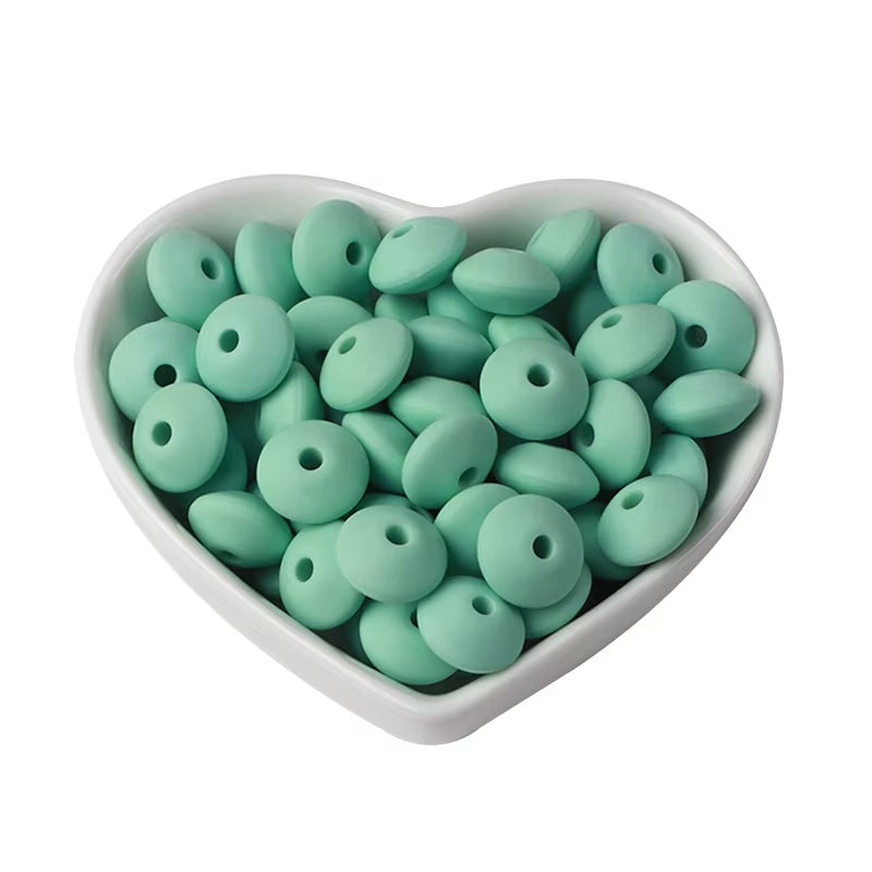 20Pcs 12MM Lentil Silicone Beads BPA Free Diy Teether Teething Necklace BPA Free Eco-Friendly Baby Teether Toys