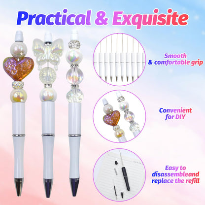 DIY Beadable Pen Kit - Complete Set (50 Pens + Refills) - Multicolor Craft Supplies
