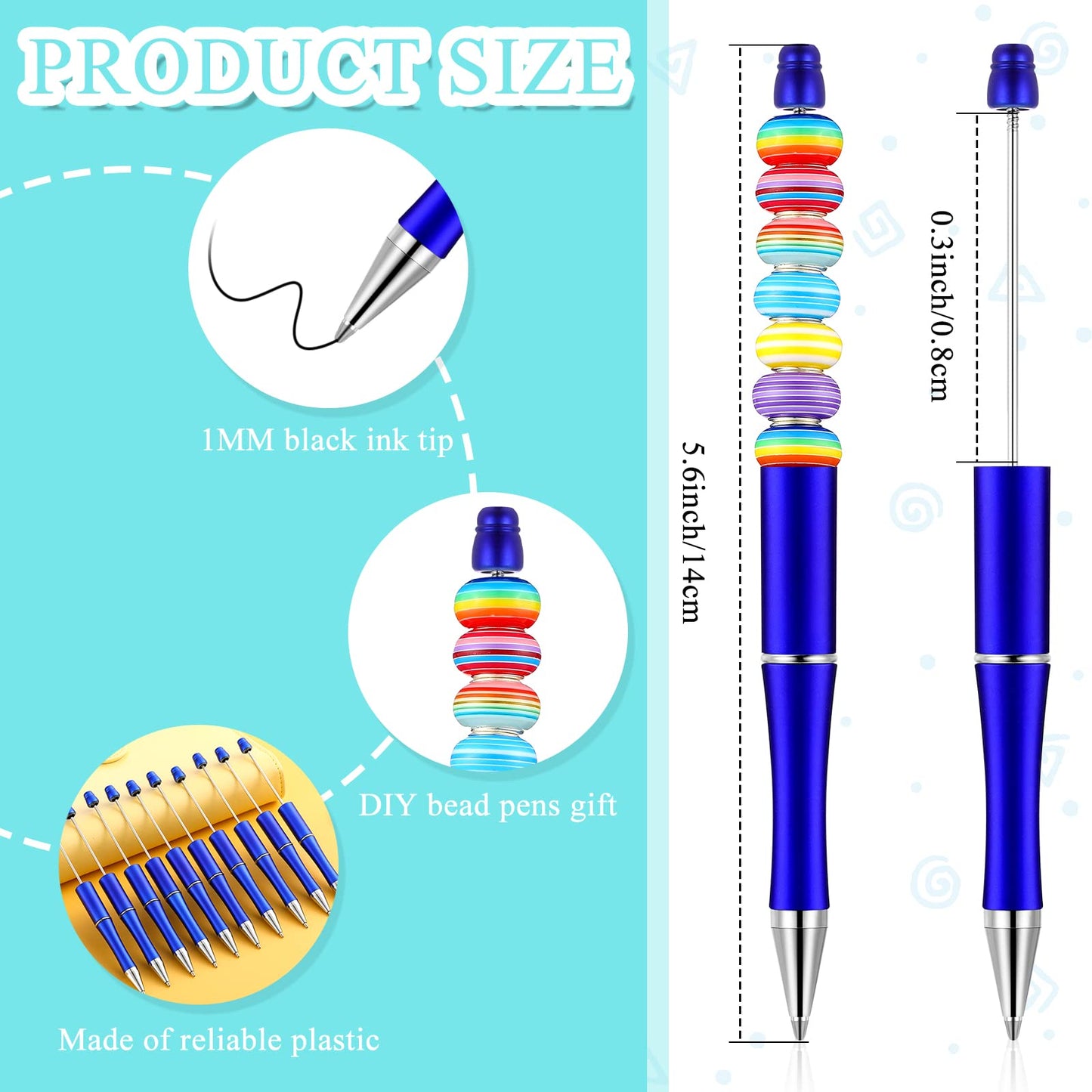 Beadable Pen Bundle (50 Pens + Refills) - Bright Colors