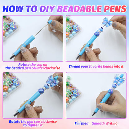DIY Beadable Pen Kit - Complete Set (50 Pens + Refills) - Multicolor Craft Supplies