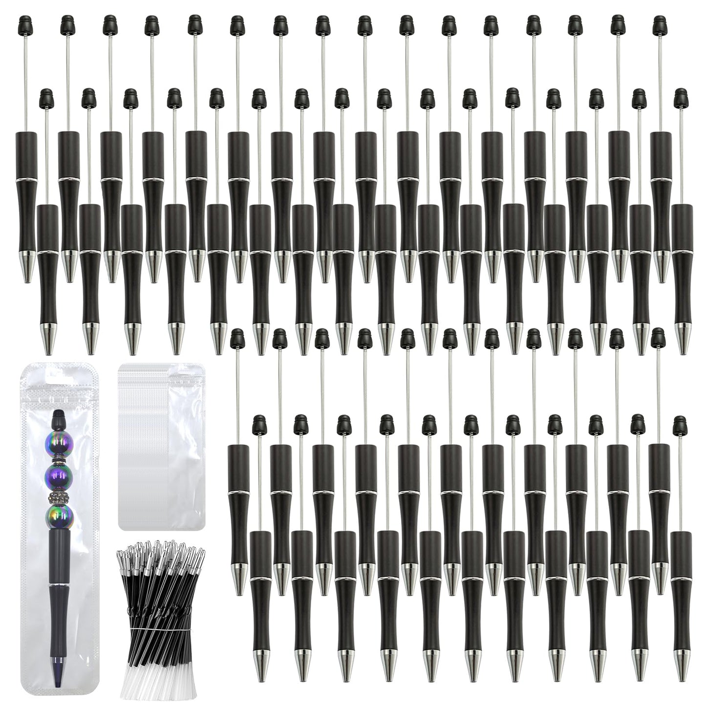 DIY Beadable Pen Kit - Complete Set (50 Pens + Refills) - Multicolor Craft Supplies