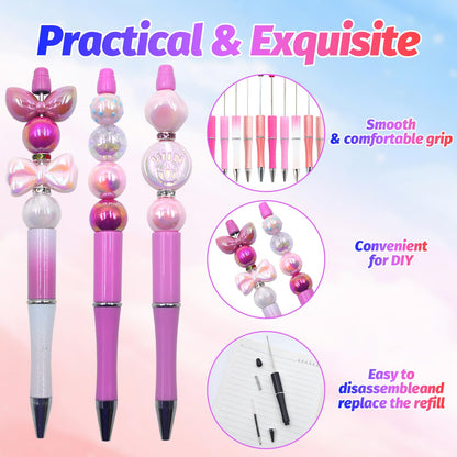 DIY Beadable Pen Kit - Complete Set (50 Pens + Refills) - Multicolor Craft Supplies