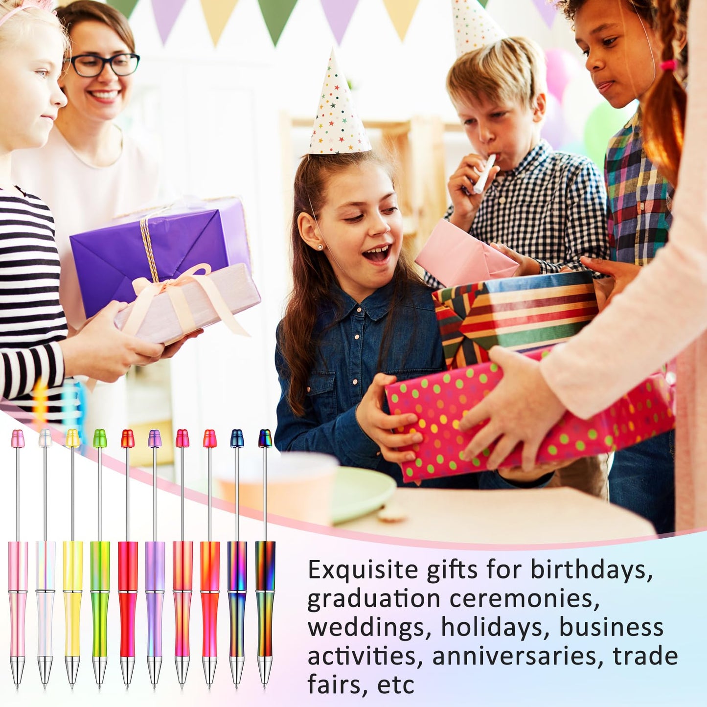 Beadable Pen Bundle (50 Pens + Refills) - Bright Colors