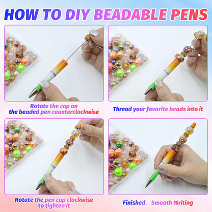 DIY Beadable Pen Kit - Complete Set (50 Pens + Refills) - Multicolor Craft Supplies