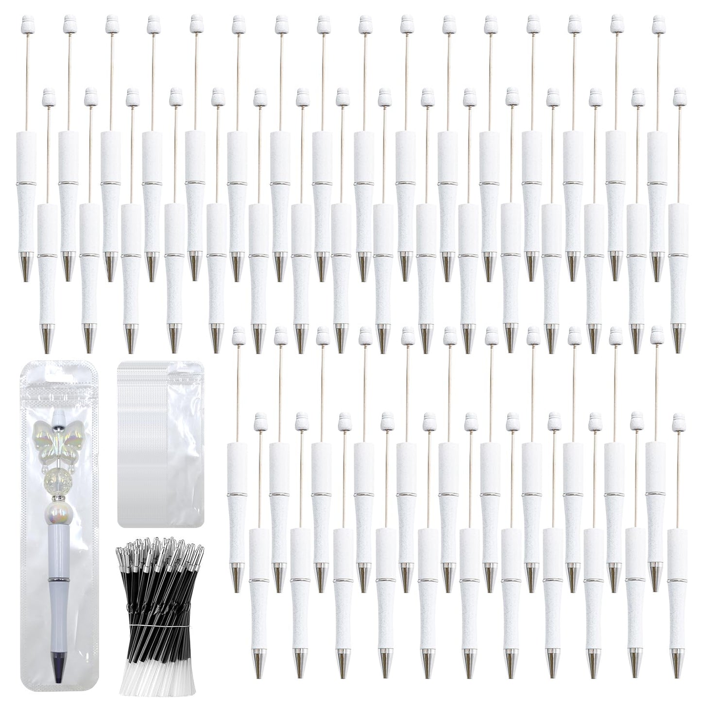 DIY Beadable Pen Kit - Complete Set (50 Pens + Refills) - Multicolor Craft Supplies