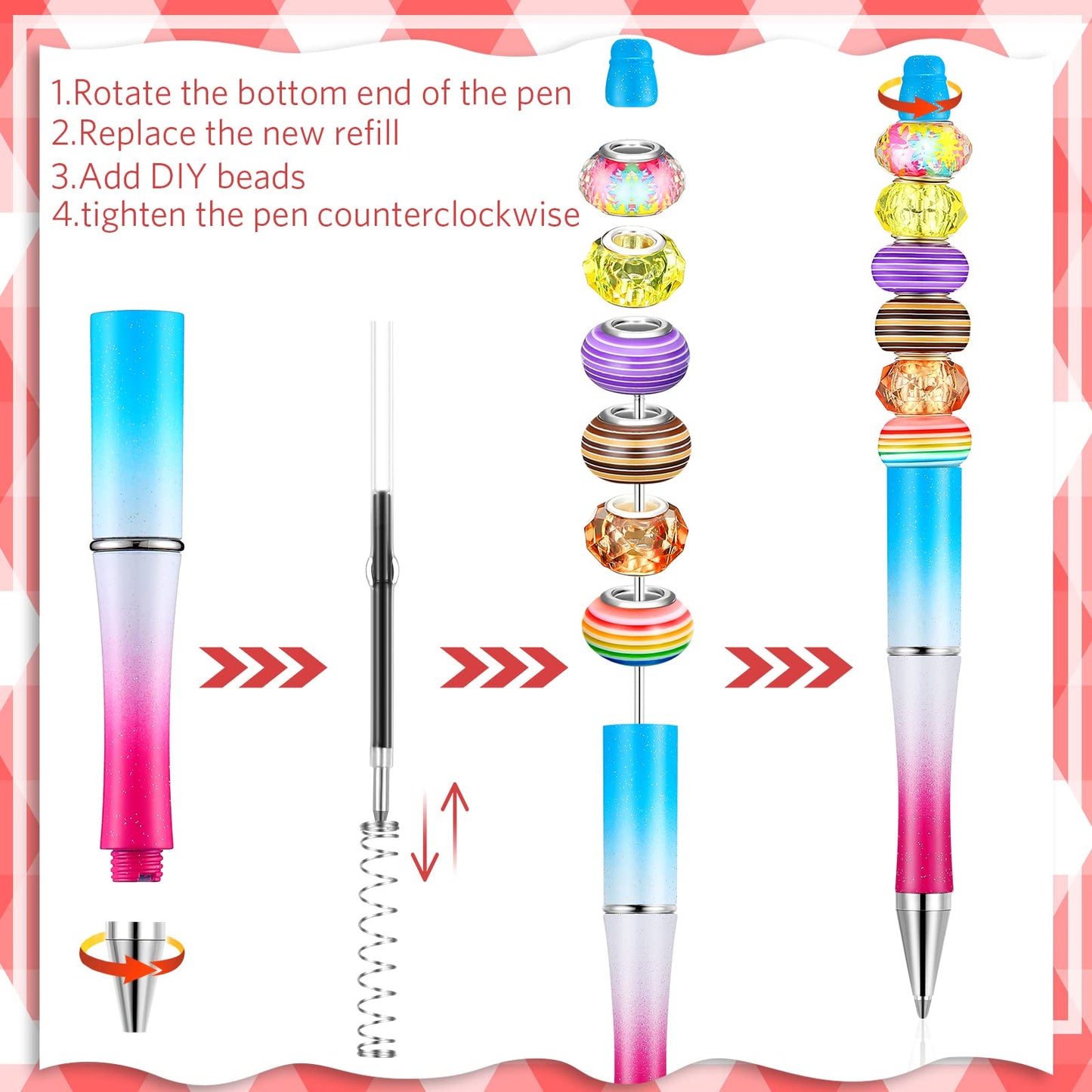 Beadable Pen Bundle (50 Pens + Refills) - Bright Colors