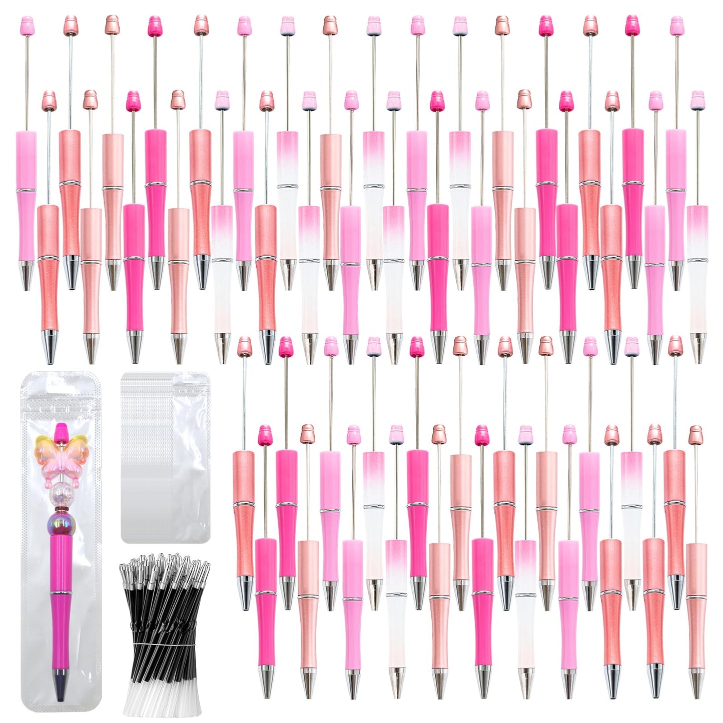 DIY Beadable Pen Kit - Complete Set (50 Pens + Refills) - Multicolor Craft Supplies