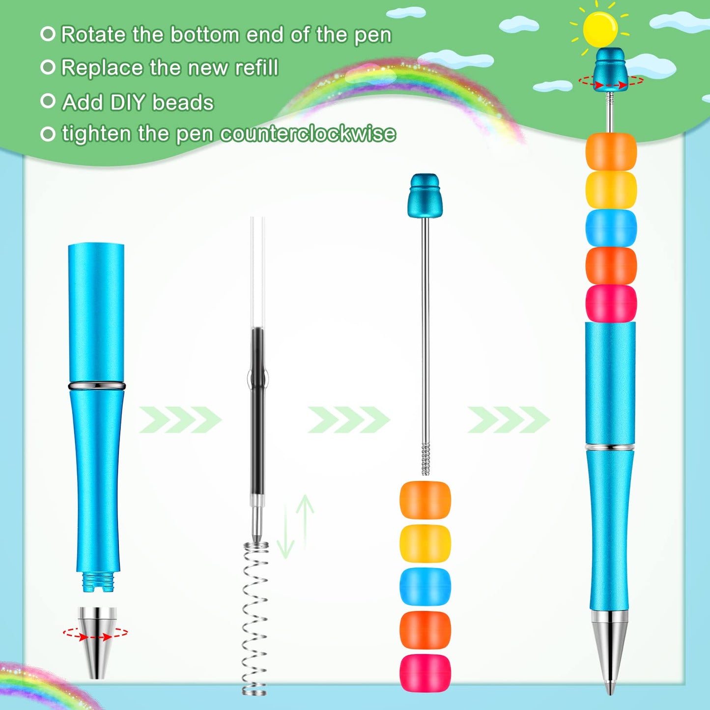 Beadable Pen Bundle (50 Pens + Refills) - Bright Colors