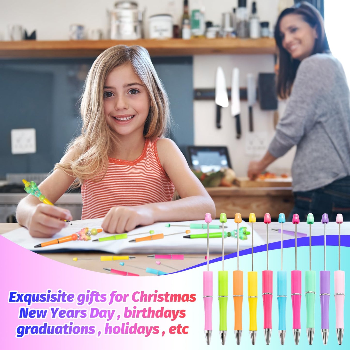 DIY Beadable Pen Kit - Complete Set (50 Pens + Refills) - Multicolor Craft Supplies