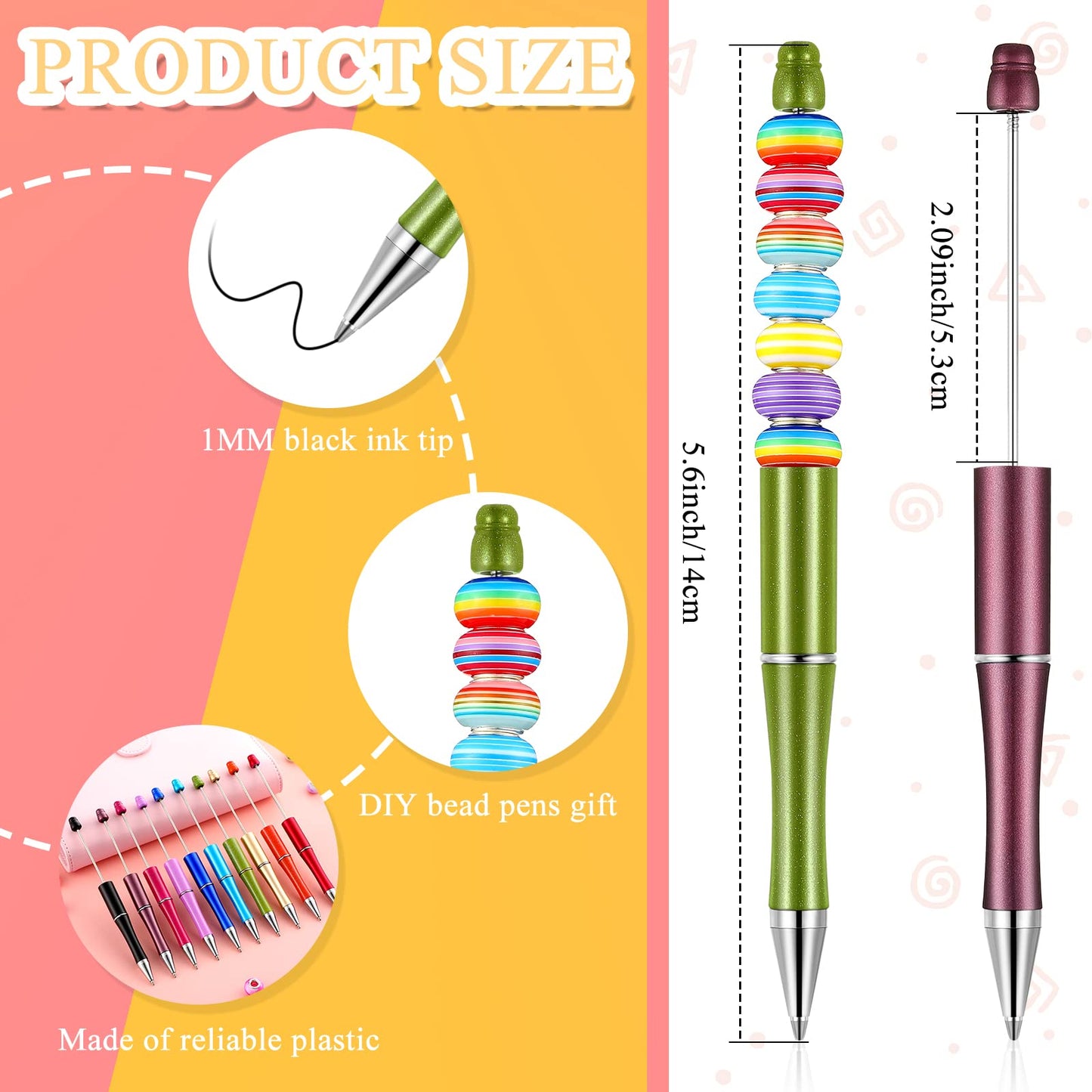 Beadable Pen Bundle (50 Pens + Refills) - Bright Colors