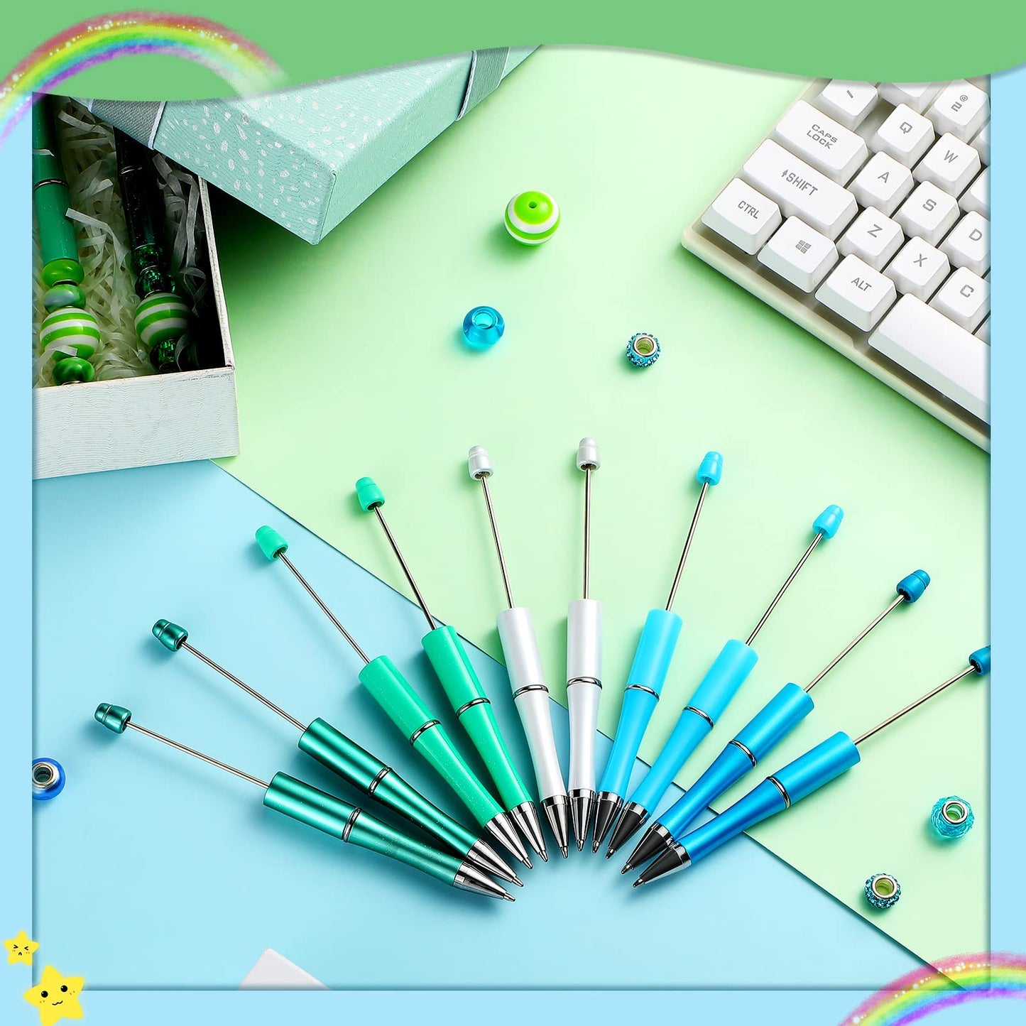 Beadable Pen Bundle (50 Pens + Refills) - Bright Colors