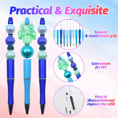 DIY Beadable Pen Kit - Complete Set (50 Pens + Refills) - Multicolor Craft Supplies