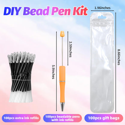 DIY Beadable Pen Kit - Complete Set (50 Pens + Refills) - Multicolor Craft Supplies
