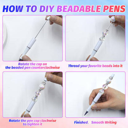 DIY Beadable Pen Kit - Complete Set (50 Pens + Refills) - Multicolor Craft Supplies