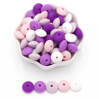 20Pcs 12MM Lentil Silicone Beads BPA Free Diy Teether Teething Necklace BPA Free Eco-Friendly Baby Teether Toys