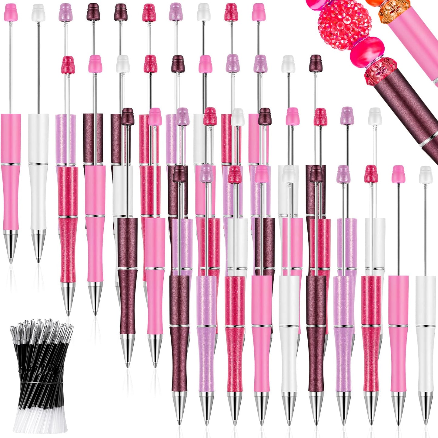 Beadable Pen Bundle (50 Pens + Refills) - Bright Colors