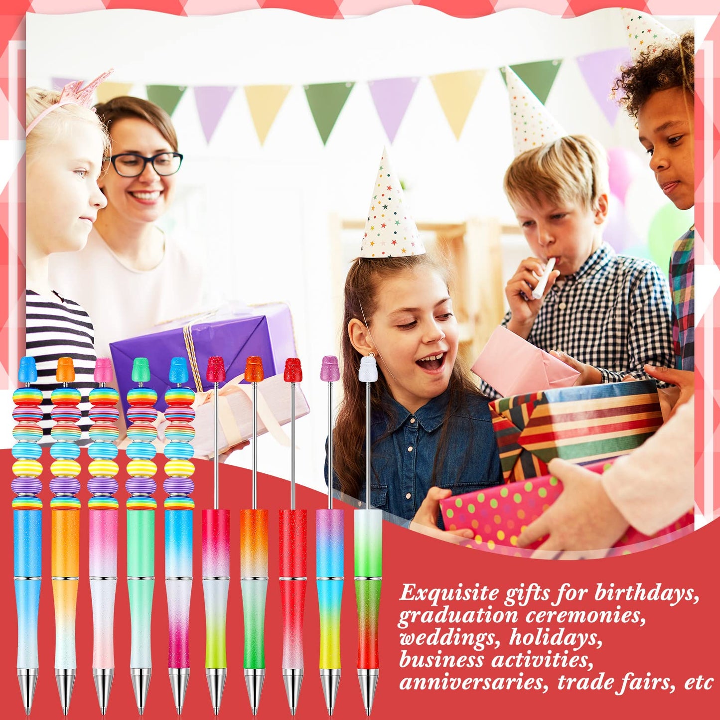 Beadable Pen Bundle (50 Pens + Refills) - Bright Colors