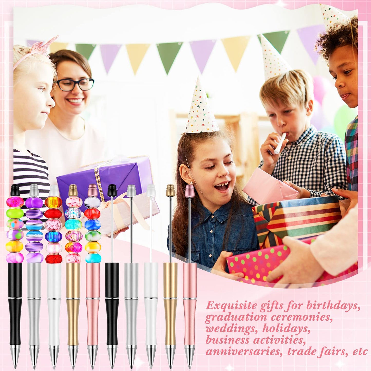 Beadable Pen Bundle (50 Pens + Refills) - Bright Colors