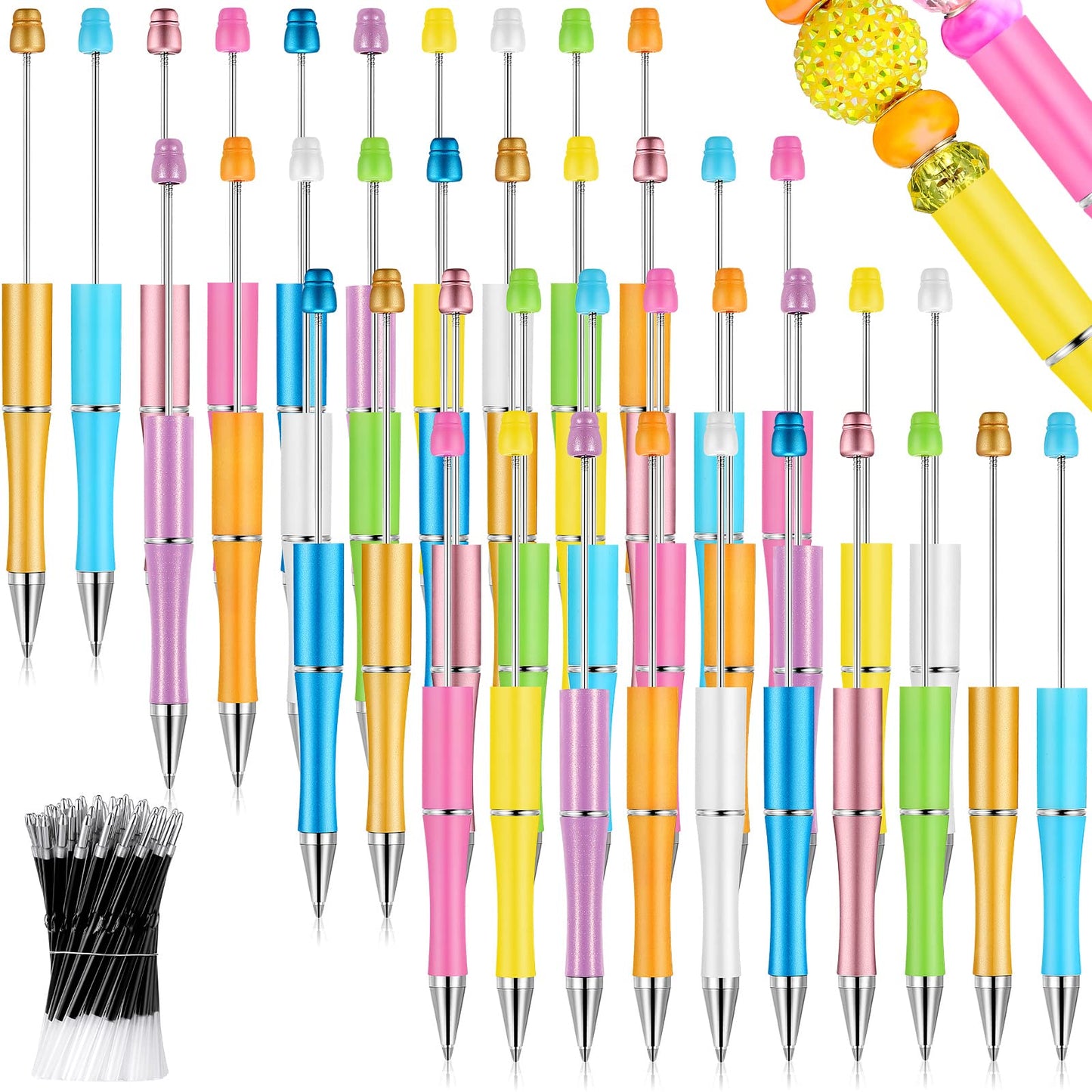 Beadable Pen Bundle (50 Pens + Refills) - Bright Colors