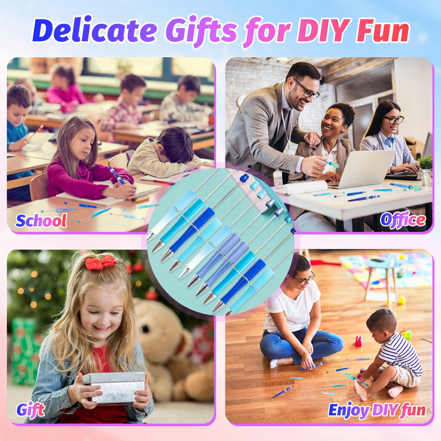 DIY Beadable Pen Kit - Complete Set (50 Pens + Refills) - Multicolor Craft Supplies