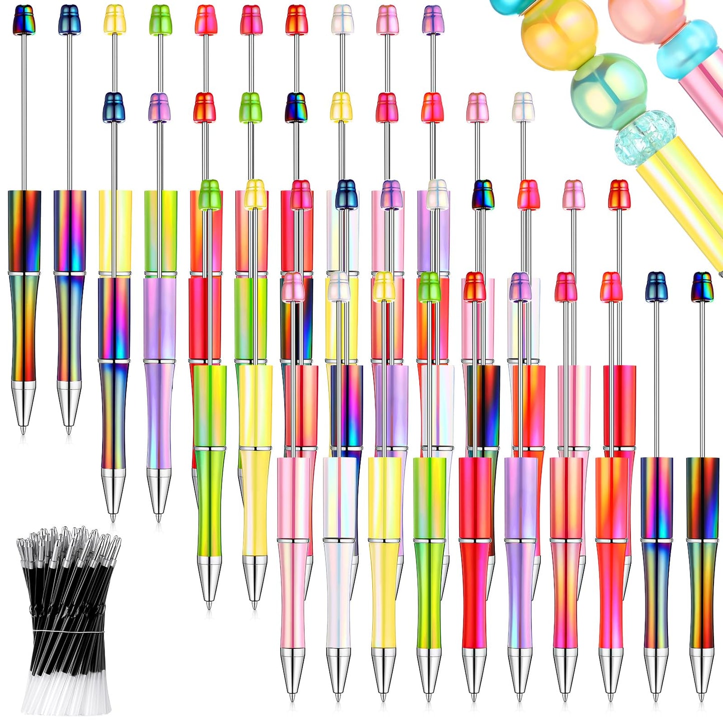 Beadable Pen Bundle (50 Pens + Refills) - Bright Colors