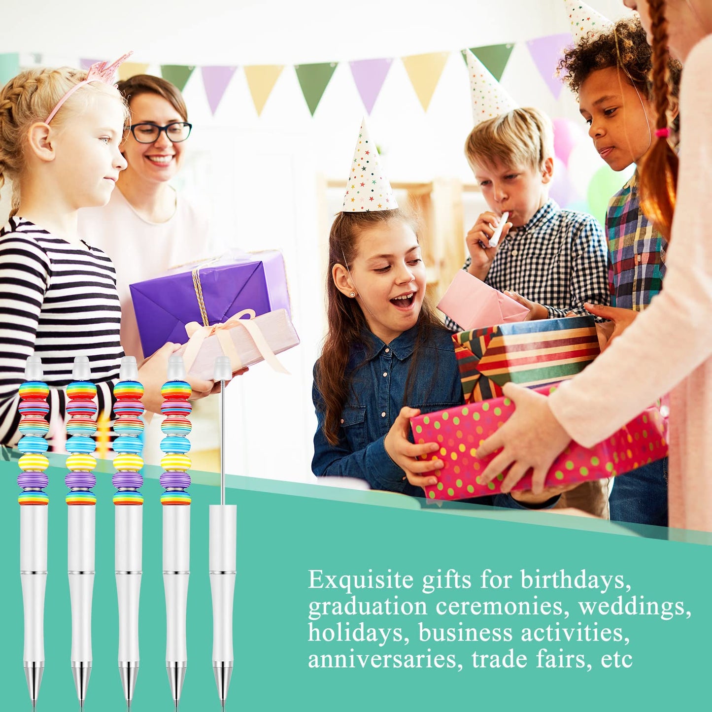 Beadable Pen Bundle (50 Pens + Refills) - Bright Colors