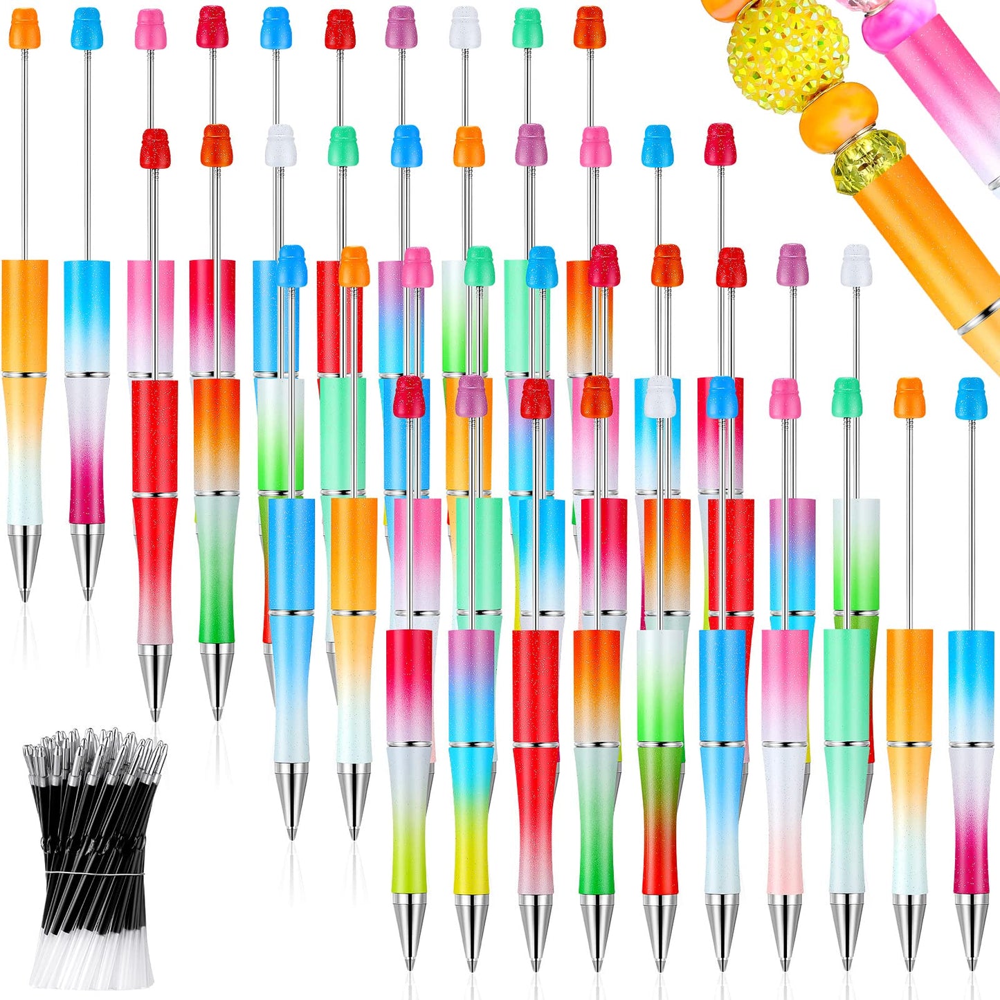 Beadable Pen Bundle (50 Pens + Refills) - Bright Colors