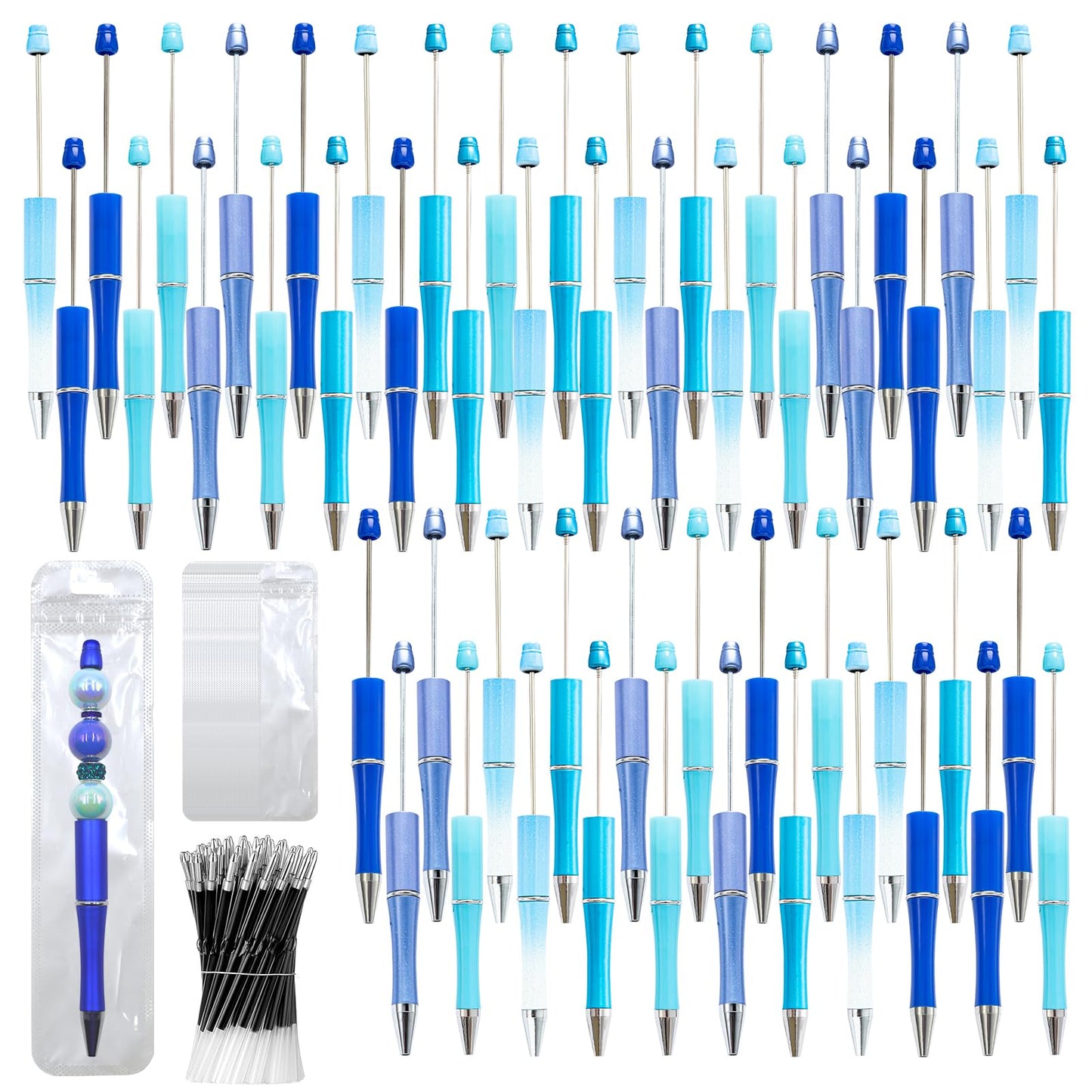 DIY Beadable Pen Kit - Complete Set (50 Pens + Refills) - Multicolor Craft Supplies