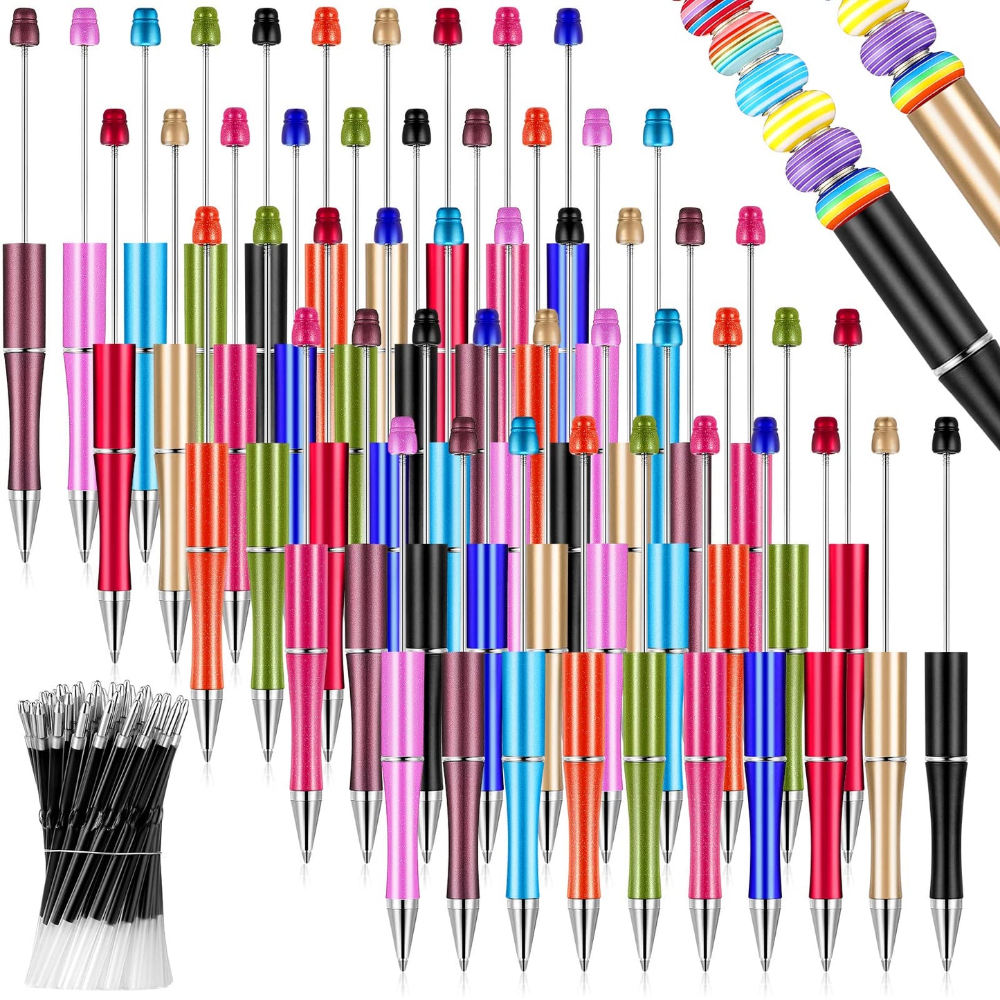 Beadable Pen Bundle (50 Pens + Refills) - Bright Colors