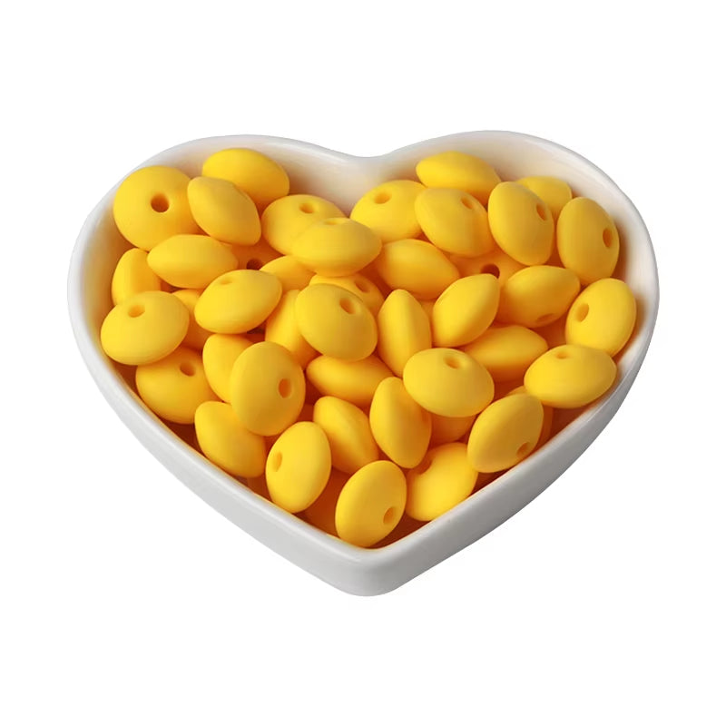 20Pcs 12MM Lentil Silicone Beads BPA Free Diy Teether Teething Necklace BPA Free Eco-Friendly Baby Teether Toys