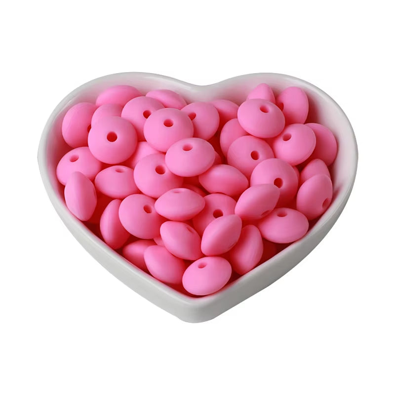 20Pcs 12MM Lentil Silicone Beads BPA Free Diy Teether Teething Necklace BPA Free Eco-Friendly Baby Teether Toys