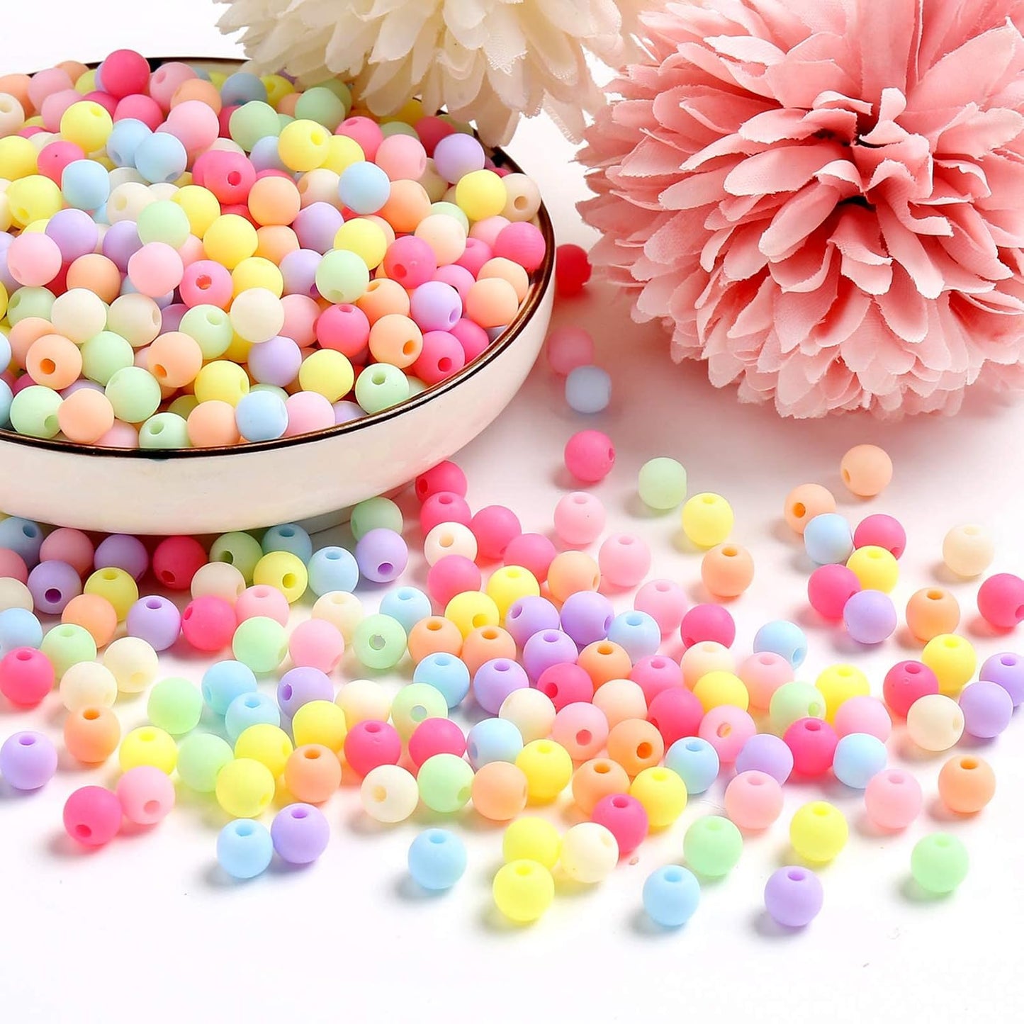 Color Beads Acrylic round Beads Pastel round Bead for DIY Necklace, Bracelet, Earring Jewelry Making (6Mm-1780Pcs)