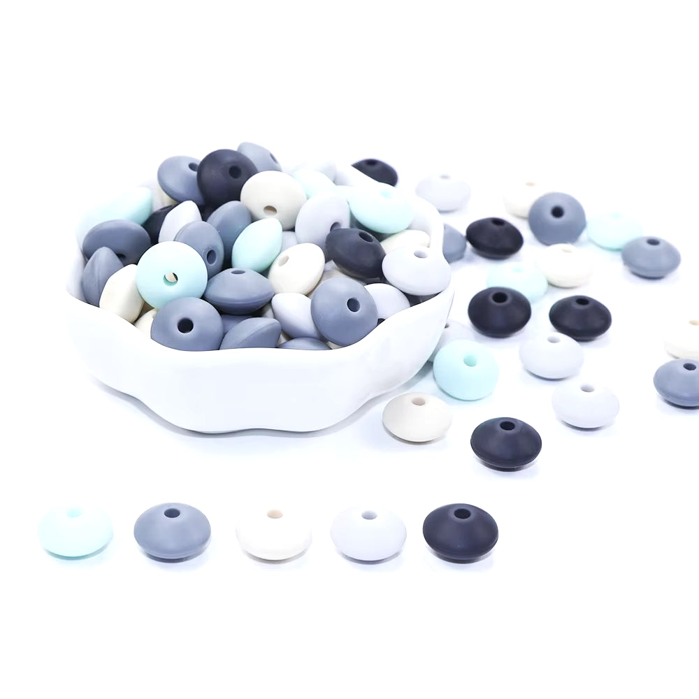 20Pcs 12MM Lentil Silicone Beads BPA Free Diy Teether Teething Necklace BPA Free Eco-Friendly Baby Teether Toys