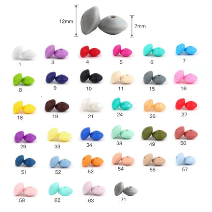 20Pcs 12MM Lentil Silicone Beads BPA Free Diy Teether Teething Necklace BPA Free Eco-Friendly Baby Teether Toys